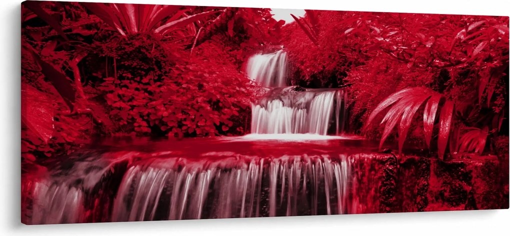 Kép - Indonéziai vízesések piros színben (120x50 cm)