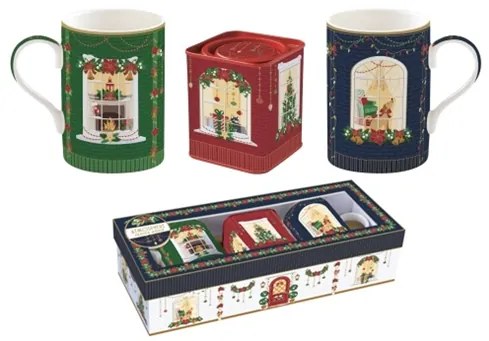 Karácsonyi porcelán bögre ajándék szett díszdobozban Festive Avenue