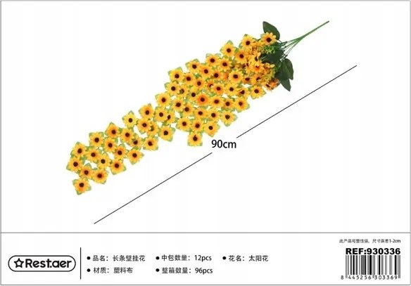 Mesterséges Virágos Napraforgó Girland 90CM
