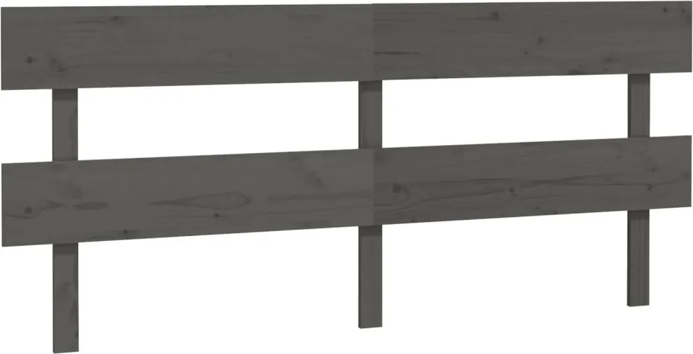 vidaXL szürke tömör fenyőfa ágyfejtámla 204x3x81 cm