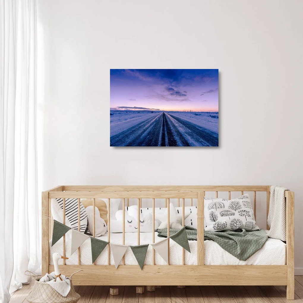 A téli út képe (üvegen) (70x50 cm)