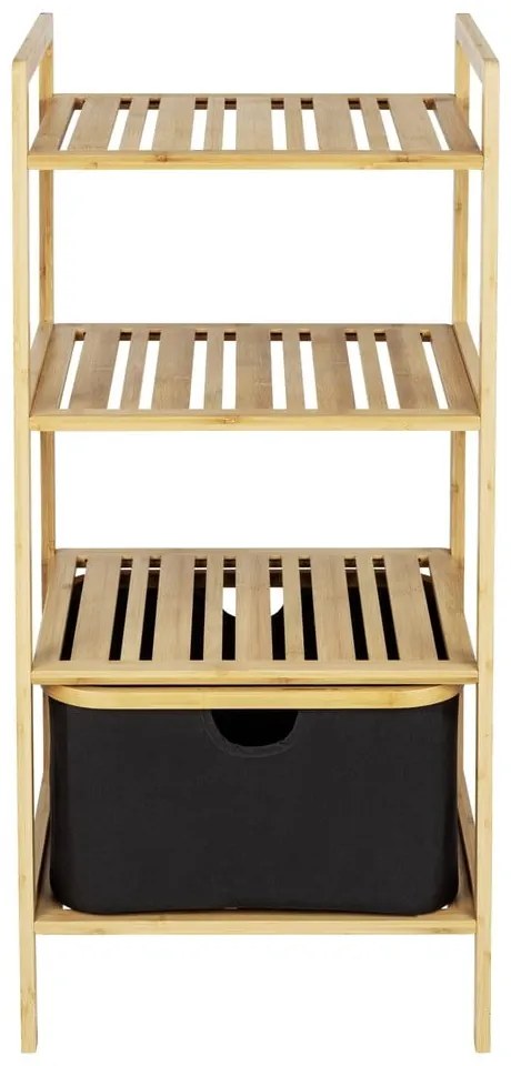 Fekete-natúr színű bambusz fürdőszobai polcos állvány 44x93,5 cm Ecori – Wenko