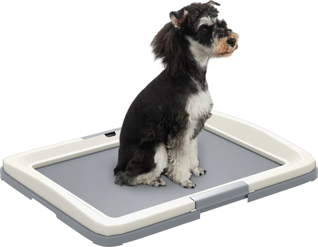 PawHut Kutya WC Kutyapisilő Tálcával Kiskutyák Képzéséhez Belső és Külső Használatra 63x48.5x6 cm Szürke | Aosom