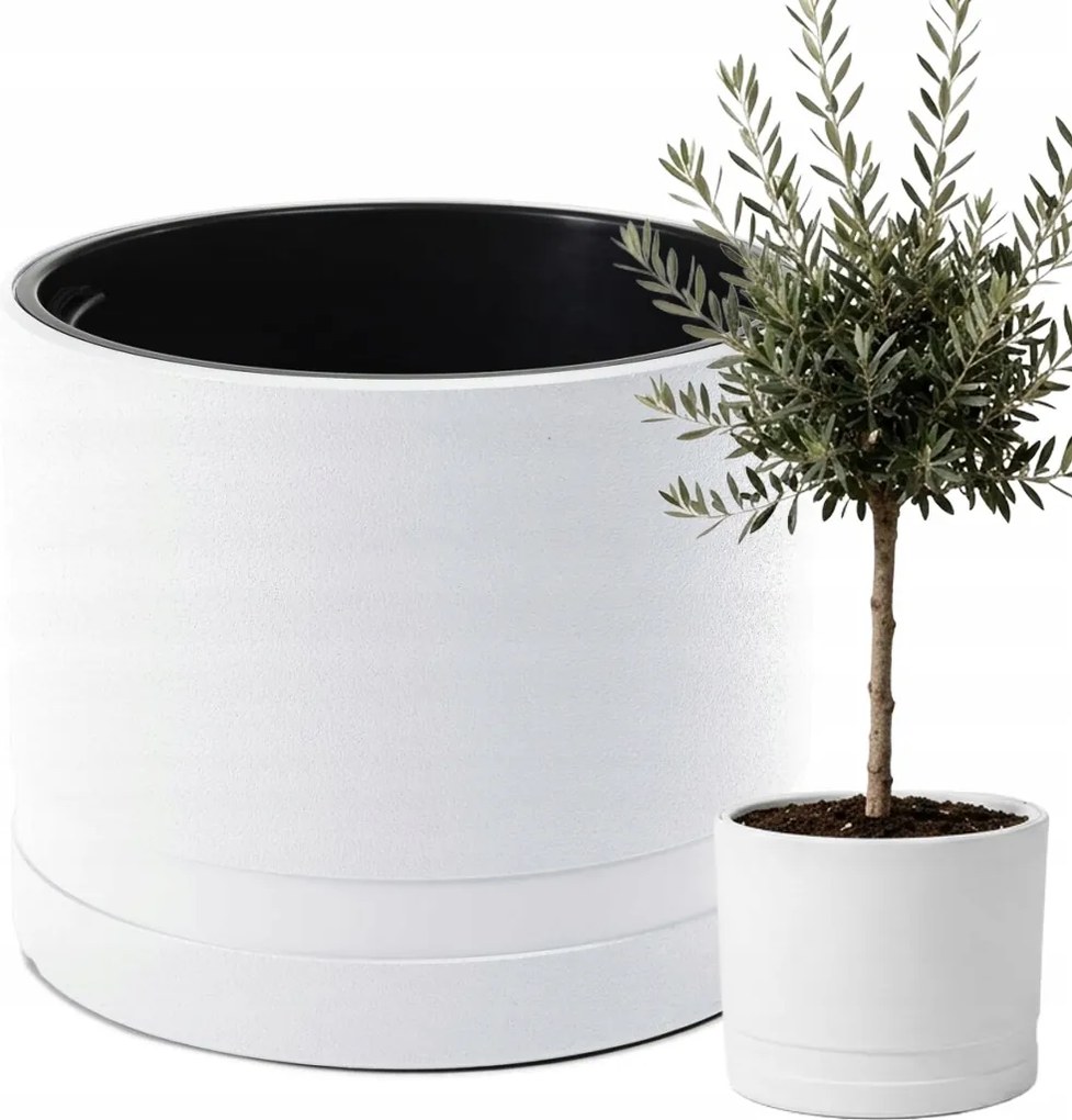 Virágtartó Kerti Virágtartó Terasz Erkély Fehér Modern Betét 31cm