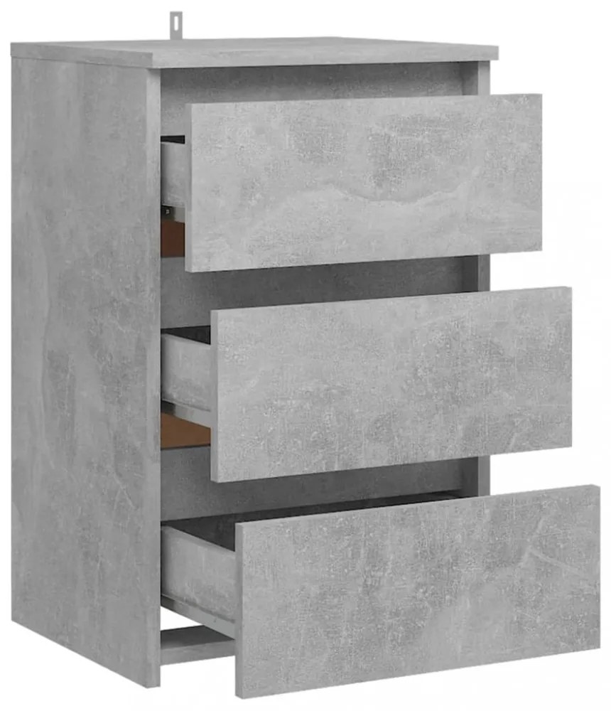 2 db betonszürke szerelt fa éjjeliszekrény 40 x 35 x 62,5 cm