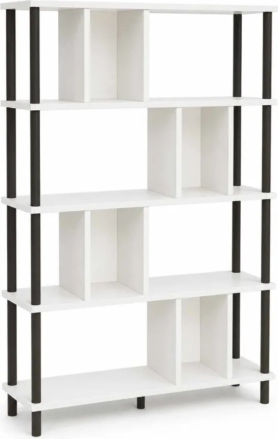 Könyvespolc, fehér-fekete, 90 cm
