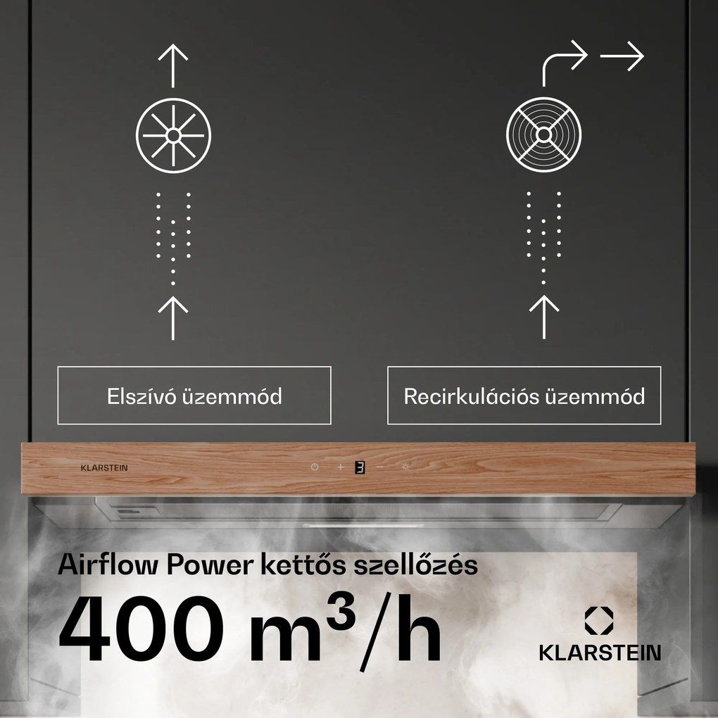 Klarstein ZenFusion páraelszívó, légáram 323 m³/h, EEK A, elszívás/visszavezetés, 3 szint, csendes