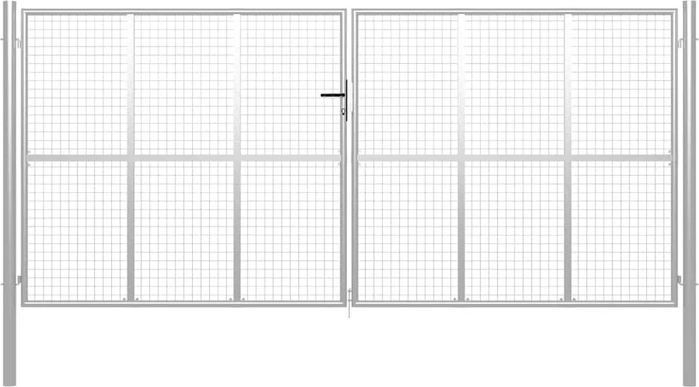 vidaXL ezüst színű horganyzott acél kerti kapu 400 x 200 cm