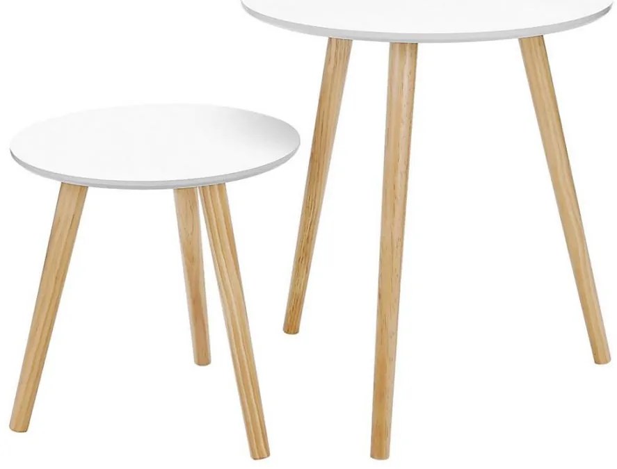 SERA 2 darabos oldalsó asztal szett, fehér/barna