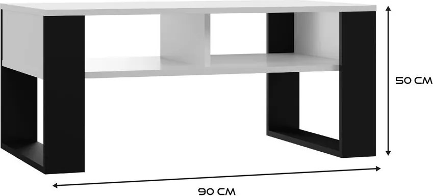 2P dohányzóasztal, fehér-fekete