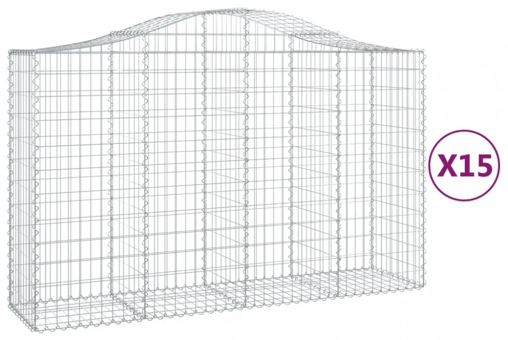15 db íves horganyzott vas gabion kosár 200x50x120/140 cm