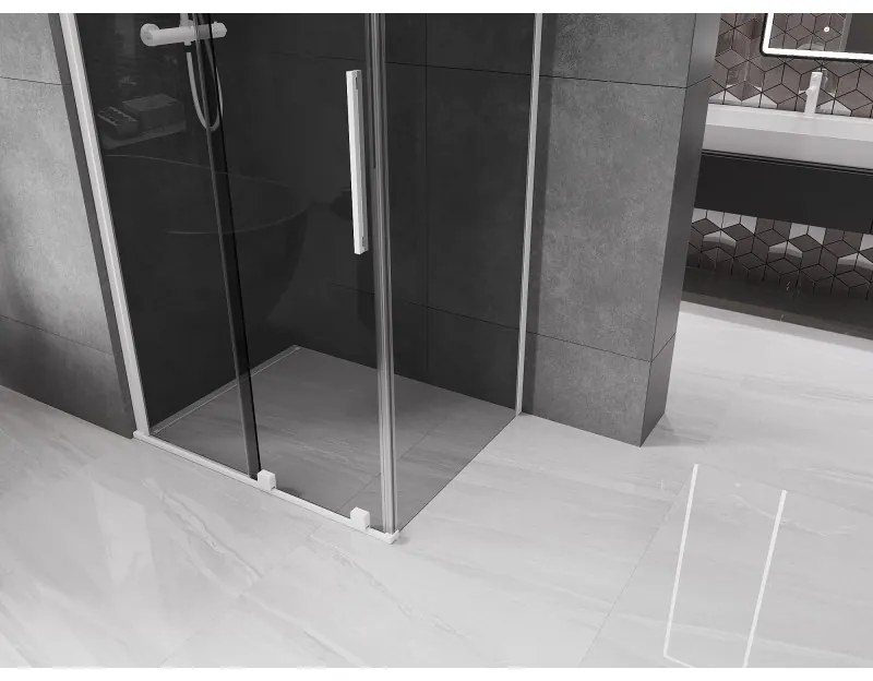 Mexen Velar, tolóajtós zuhanykabin 120 x 80 cm, 8mm szürke üveg, fehér matt, 871-120-080-41-20