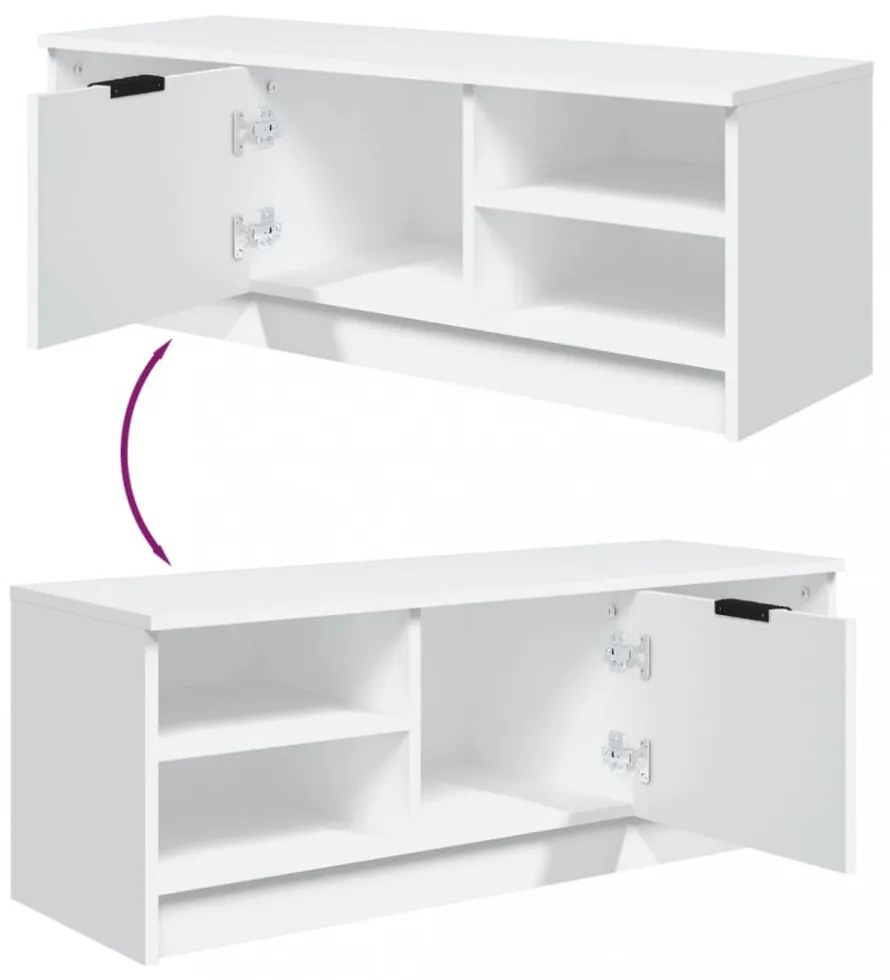 fehér szerelt fa TV-szekrény 102 x 35,5 x 36,5 cm