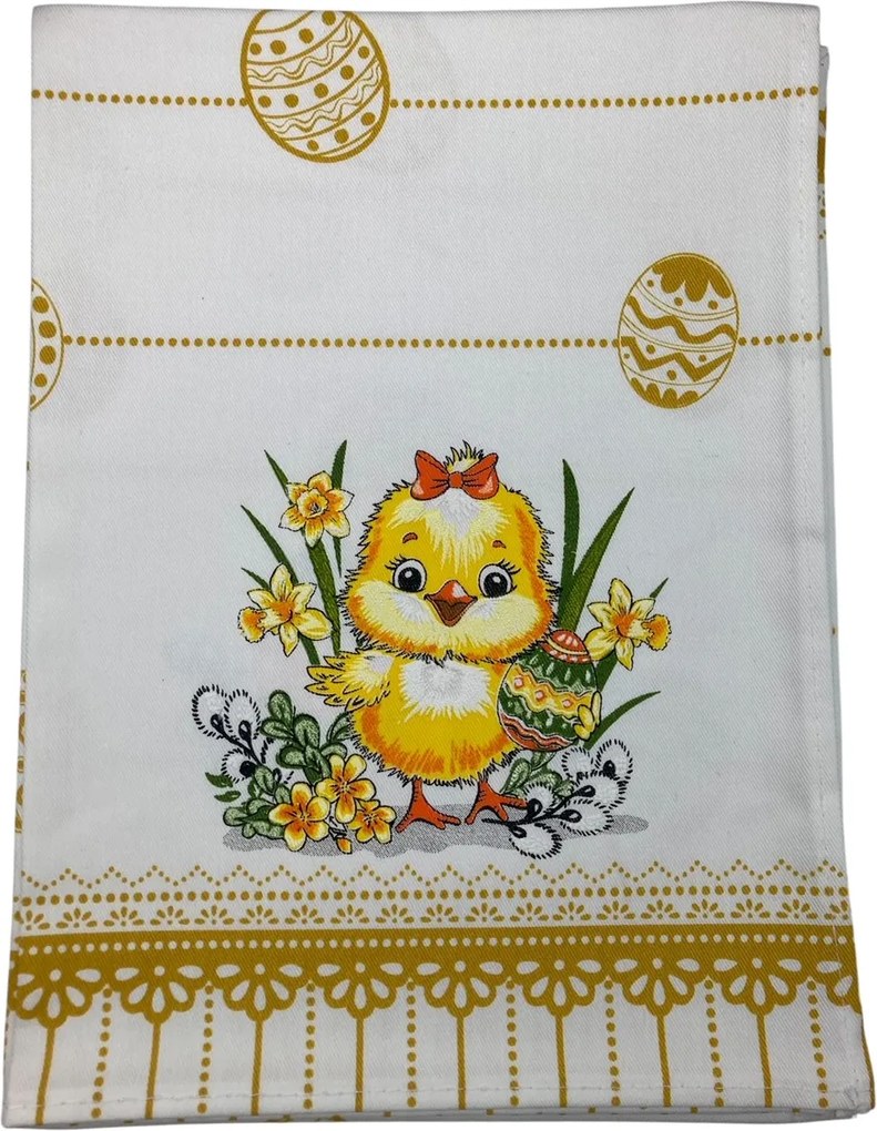 Konyhai törlőkendő Csirke Húsvét sárga pamut lengyel termék 0062