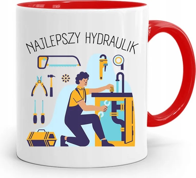 Piros Bögre Ajándék Vízvezeték Szerelőnek Legjobb nyomott mintával