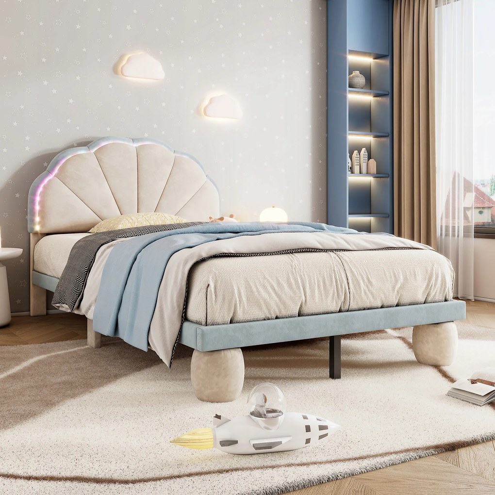 Kárpitozott ágy 90*200cm gyerekágy egyszemélyes ágy fénycsík