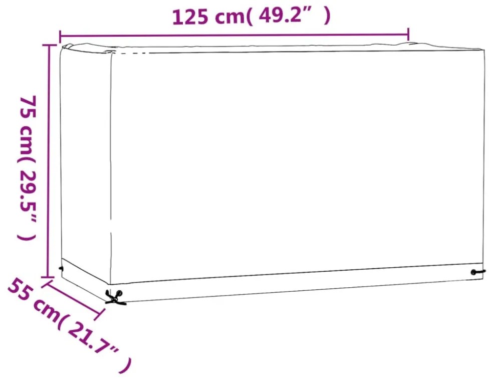 téglalap alakú kerti bútor huzat 8 fűzőlyukkal 125x55x75 cm