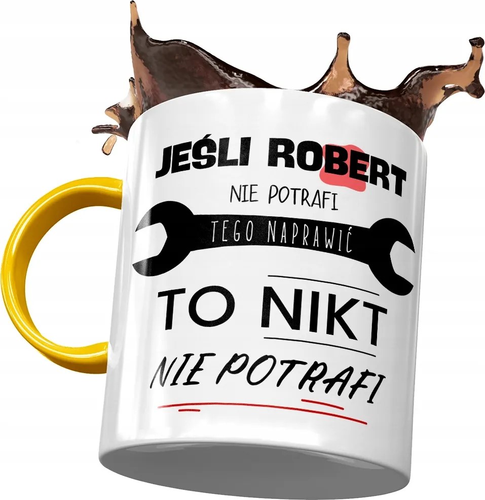 Sárga bögre Robert Kolléga Születésnapi Ajándék Nyomtatott Fotóval