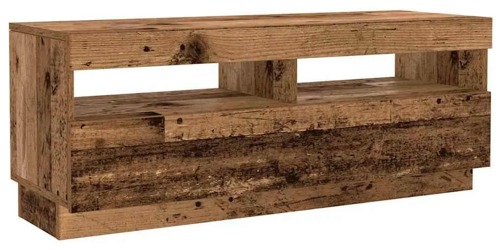 antik fa színű szerelt fa TV-szekrény LED-ekkel 300x35x40 cm