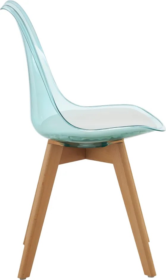 Szék, átlátszó zöld, akril/ekobőr/bükk, BALI 3 NEW