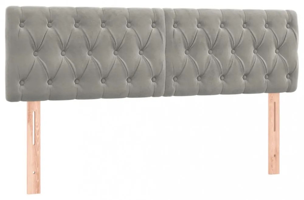 világosszürke bársony LED-es fejtámla 144 x 7 x 78/88 cm