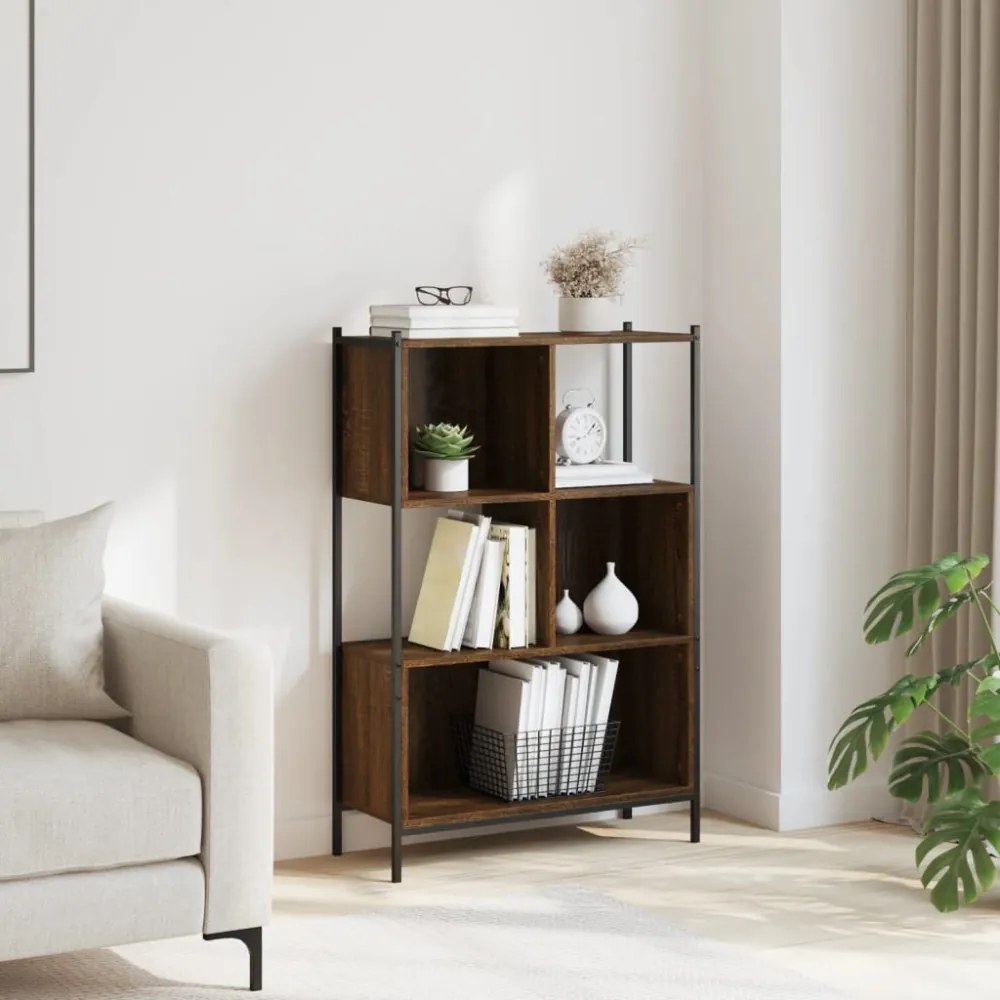 barna tölgy színű szerelt fa könyvszekrény 72x28x109 cm