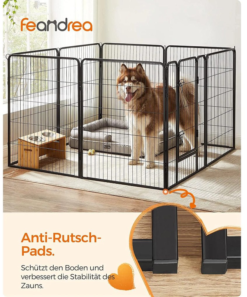 Kutya kennel, kutyaketrec, 8 paneles kisállat járóka 100 cm magas | FEANDREA
