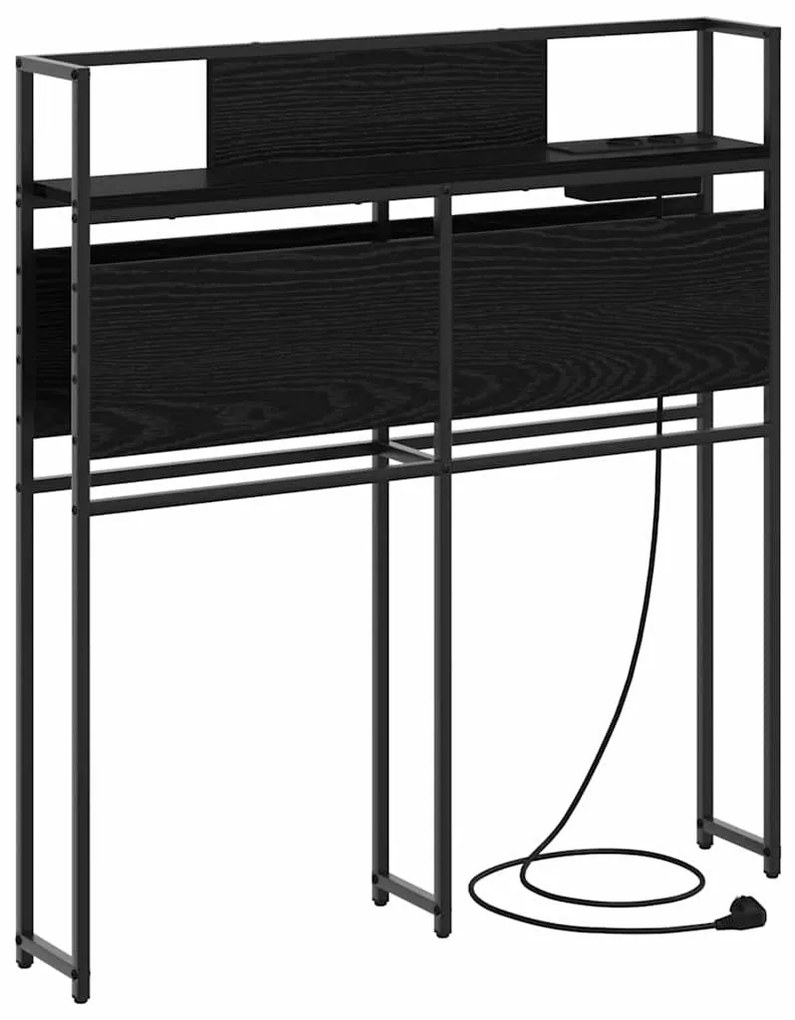 Tároló fejtámla polcokkal fejtámlával Musta tammi 90 cm Faanyag