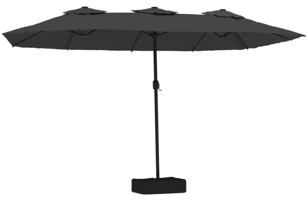 antracitszürke dupla tetős LED-es napernyő 449x245 cm