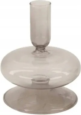 Üveg gyertyatartó átlátszó szürke 12cm