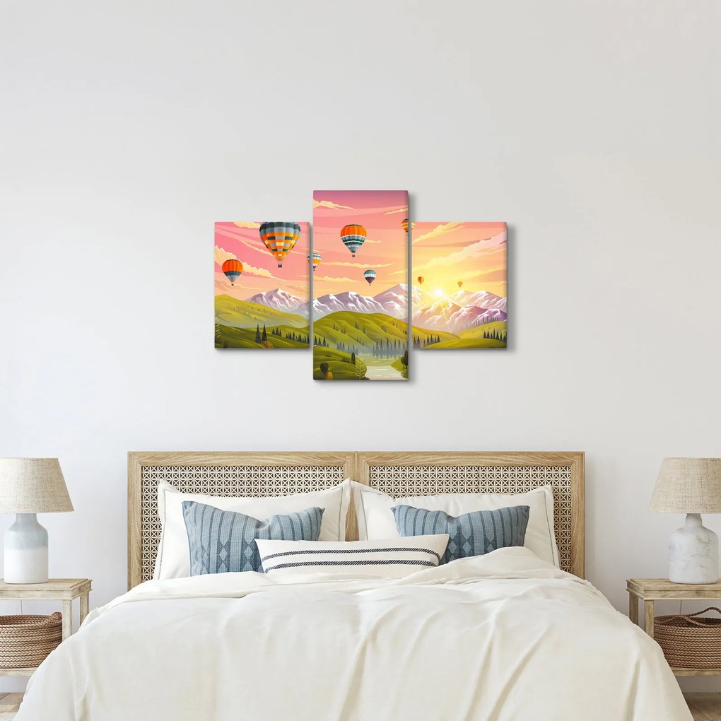 Léggömbök képe a táj felett (90x60 cm)