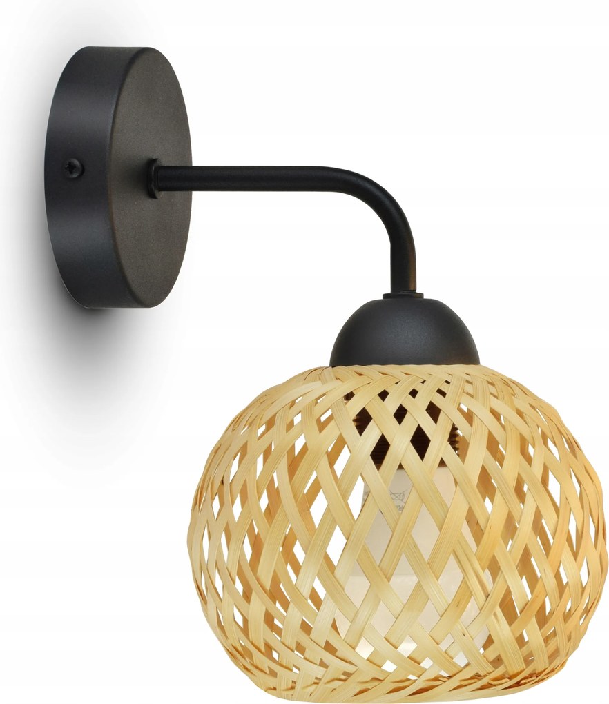 Fali lámpa Bambusz fonott fali lámpa Boho Természetes 584-K1 Led Fekete