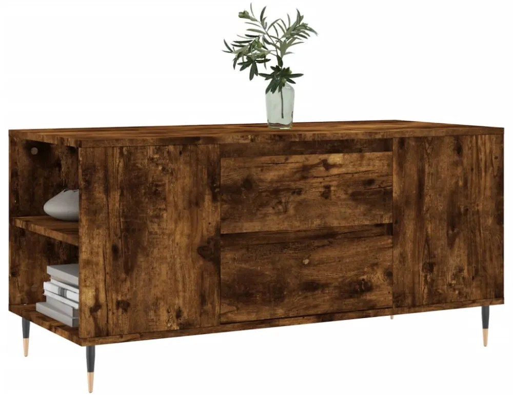 füstös tölgy színű szerelt fa dohányzóasztal 102x44,5x50 cm