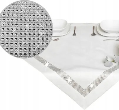Abrosz asztalra Fehér Cirkóniákkal ezüst foltálló négyzet 85x85 glamour