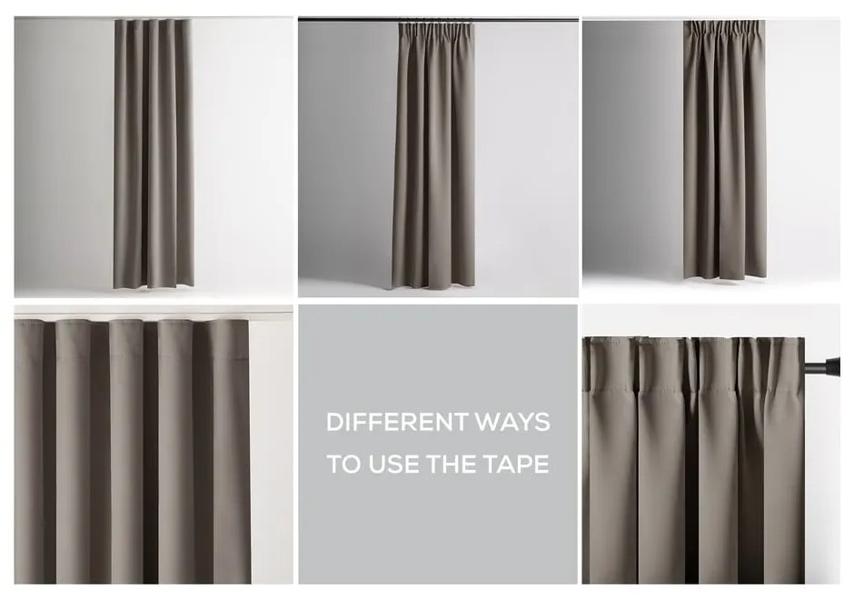 Szürkésbarna sötétítő termo függöny 140x245 cm Pleat – Restilo
