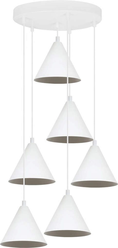 Mennyezeti Lámpa Függeszték Csillár Soho Loft Fehér Kúp 6 Forrás A Nappaliba