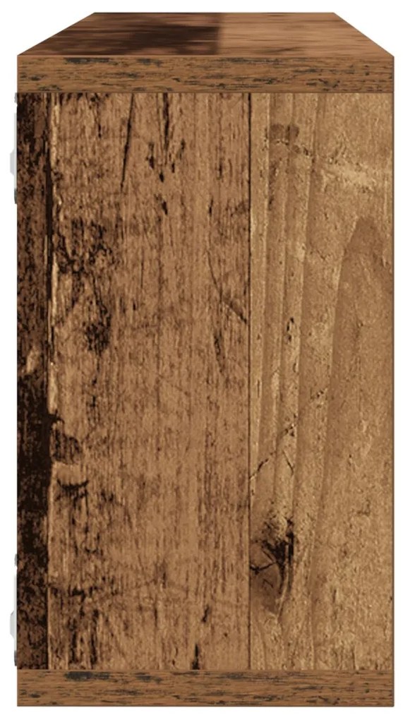 Fali Polcok 2 db Régi Fa 80x15x26 cm Műanyag Fa