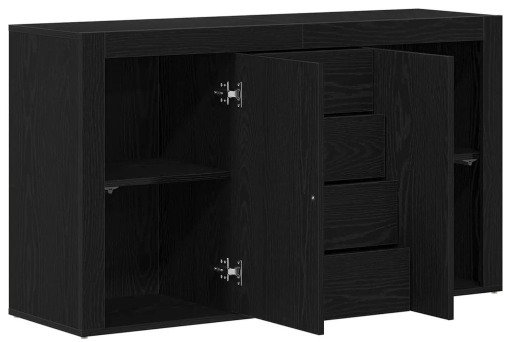 Oldalszekrény Fekete tölgy Szerelt fa 120 x 36 x 69 cm Tárolás
