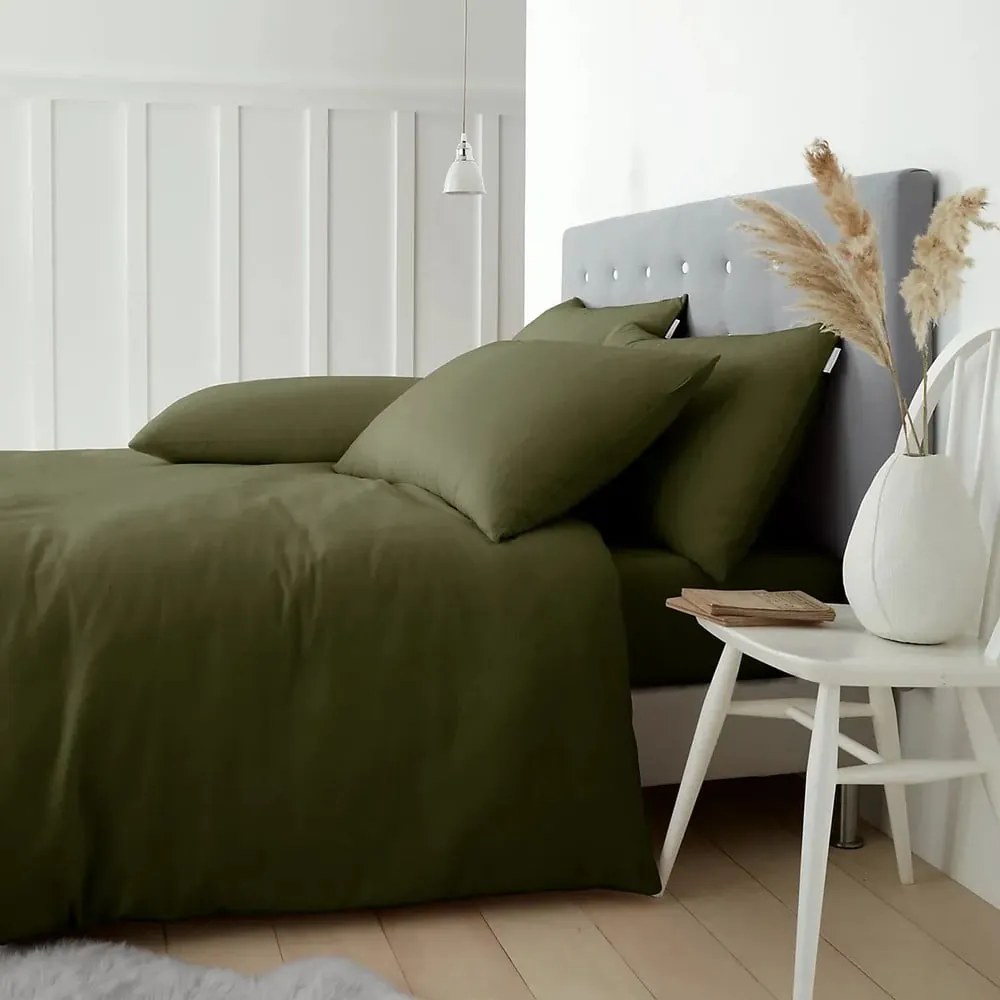 Khaki egyszemélyes flanel ágyneműhuzat 135x200 cm Brushed – Catherine Lansfield