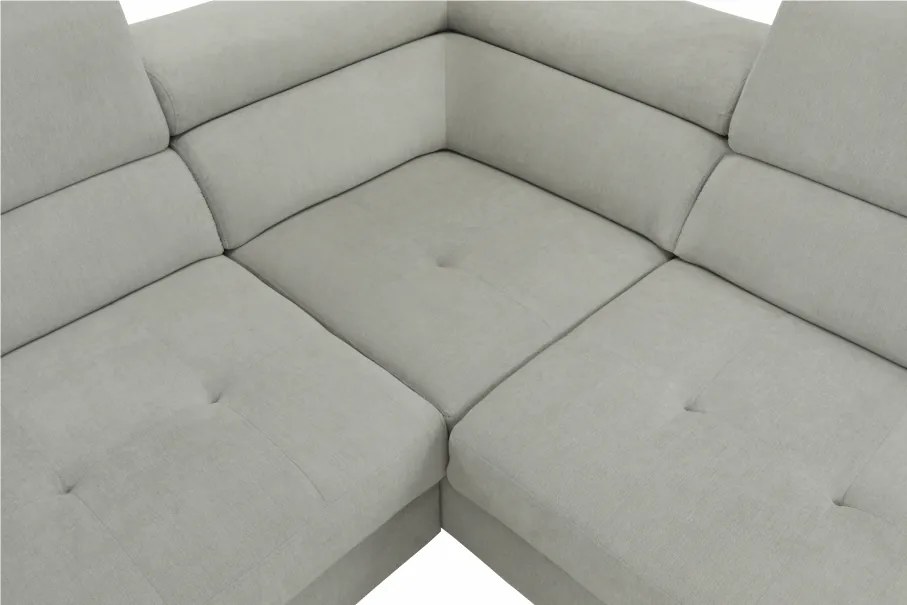 Ülőgarnitúra tárolóhellyel, világosszürke, szövet, jobbos, BUTON R