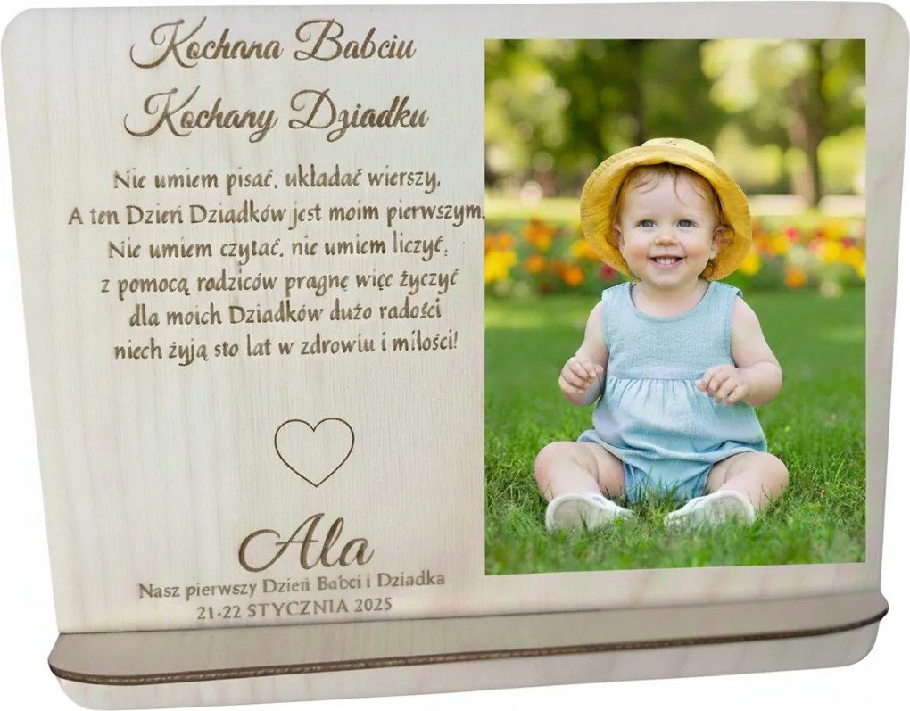 Nagymama és nagypapa napi ajándék nagyszülőknek fa képkeret névvel