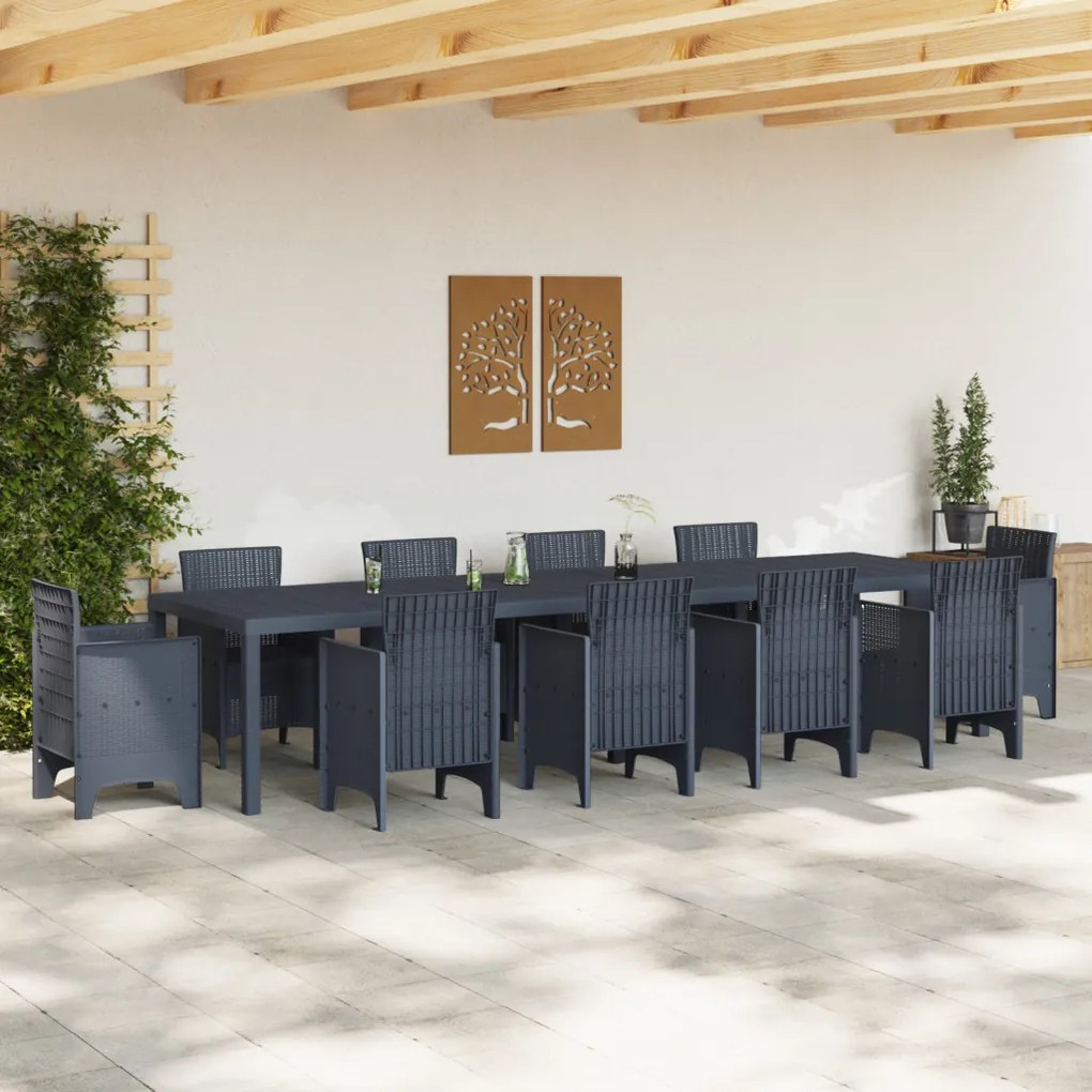 Kertasztal Antracit 350x100x73 cm Poli Rattan