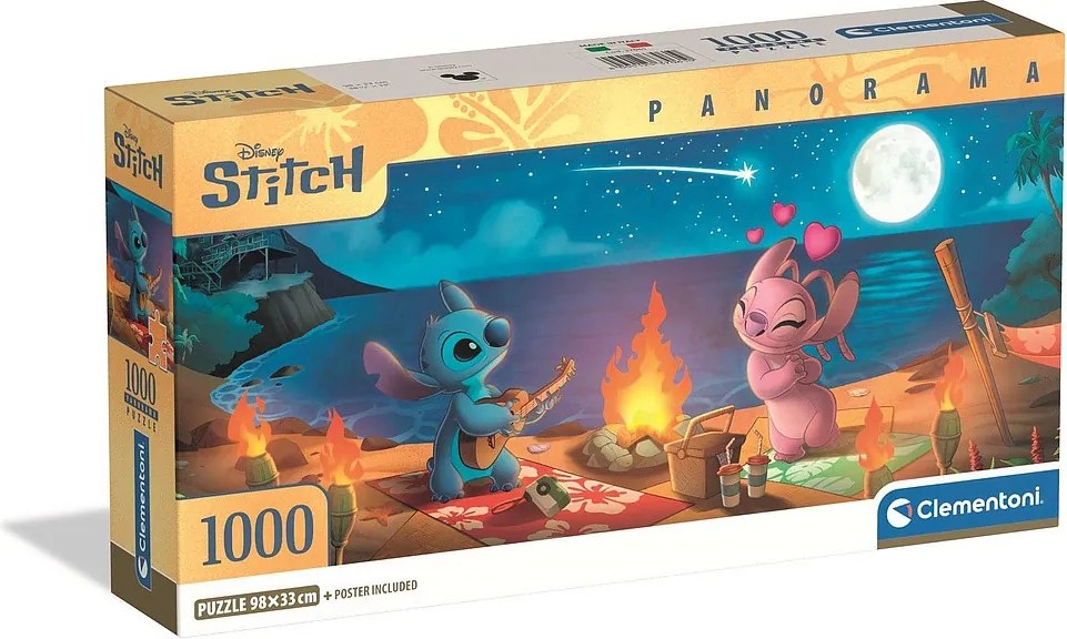 Disney Lilo és Stitch, A csillagkutya Campfire 1000 db-os panoráma Compact puzzle Clementoni