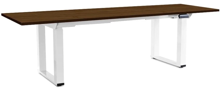 OfficeTech Strong állítható magasságú asztal 240 x 80 cm, fehér alap, dió