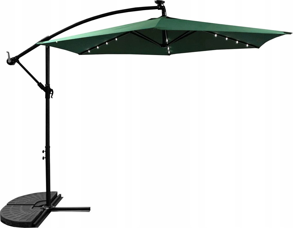 Aga Kerti napernyő 300 cm Sötétzöld Led világítással