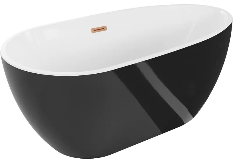 Mexen Eos, szabadon álló kád 170 x 75 cm, fehér-fekete, réz túlfolyó, 52471707575-65