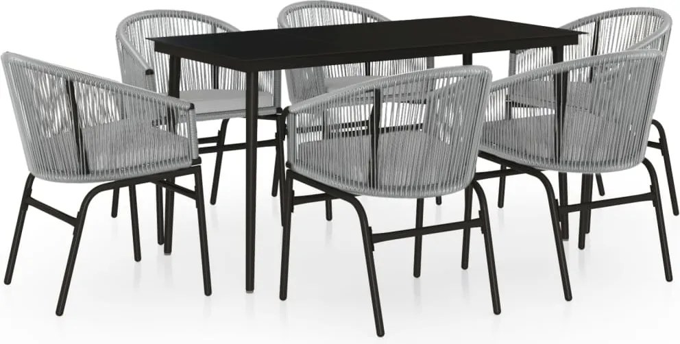 vidaXL 7 részes szürke kerti étkezőgarnitúra