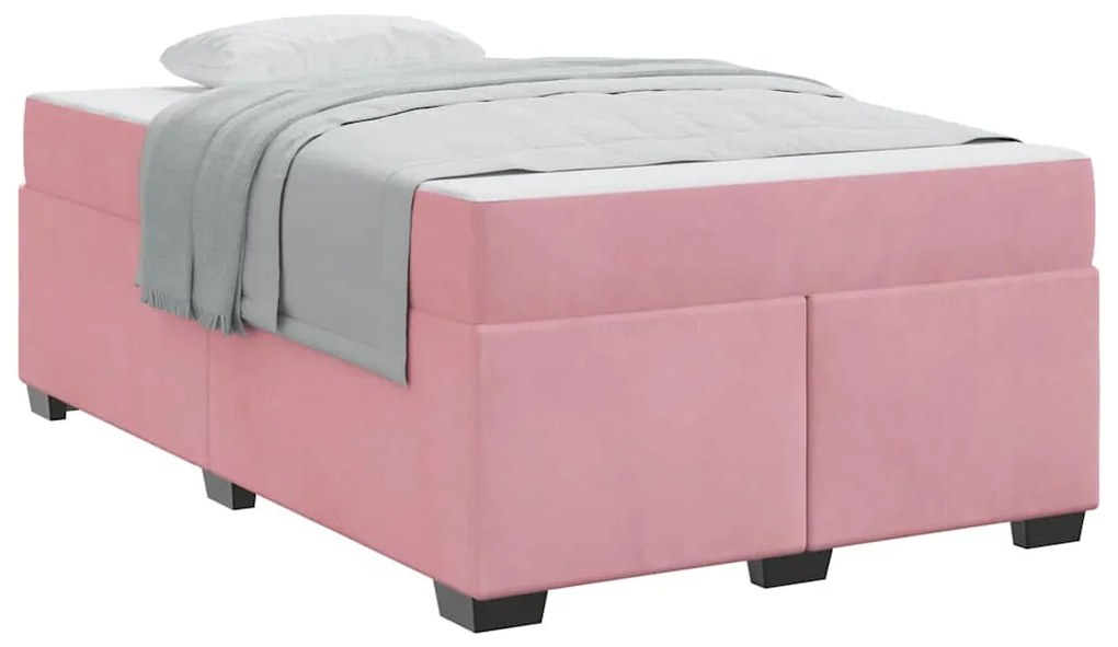 Ágykeret matraccal matracmal Rózsaszín 120 x 190 cm Bársony