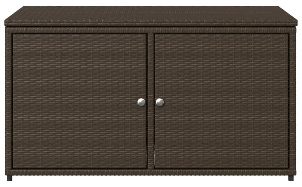 barna polyrattan kerti tárolószekrény 110 x 55 x 60,5 cm