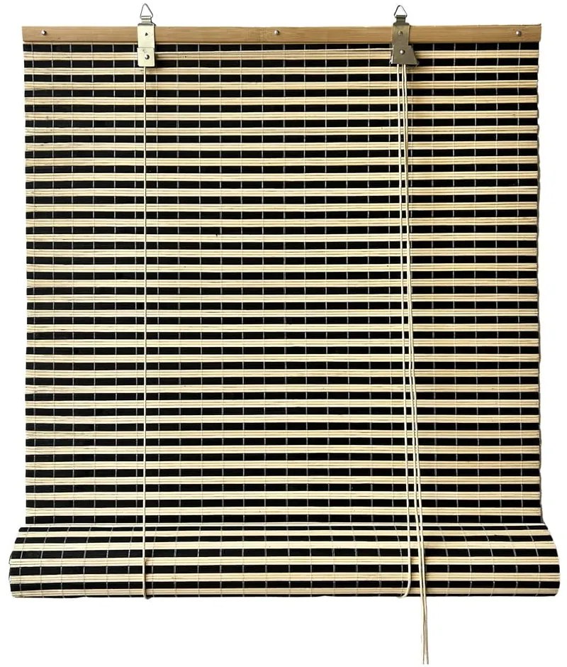 Fekete-natúr színű bambusz roló 100x160 cm Vela – Gardinia